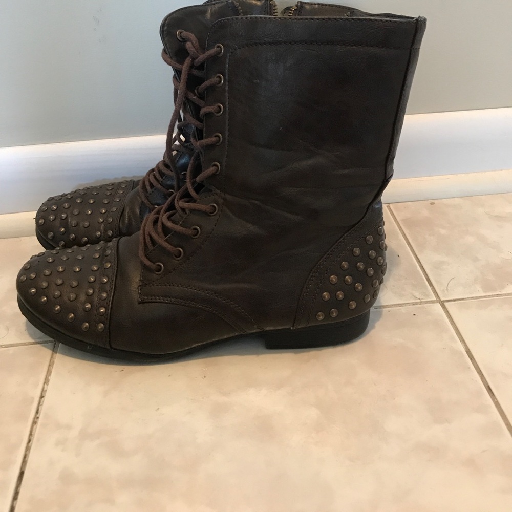 Brown Combat Boots Size 10