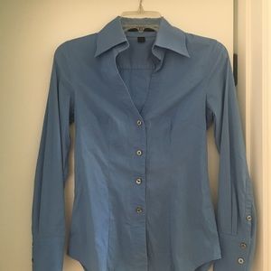 Express business xs blue fitted slim button down
