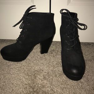 Suede Lace Up Booties 4" heel