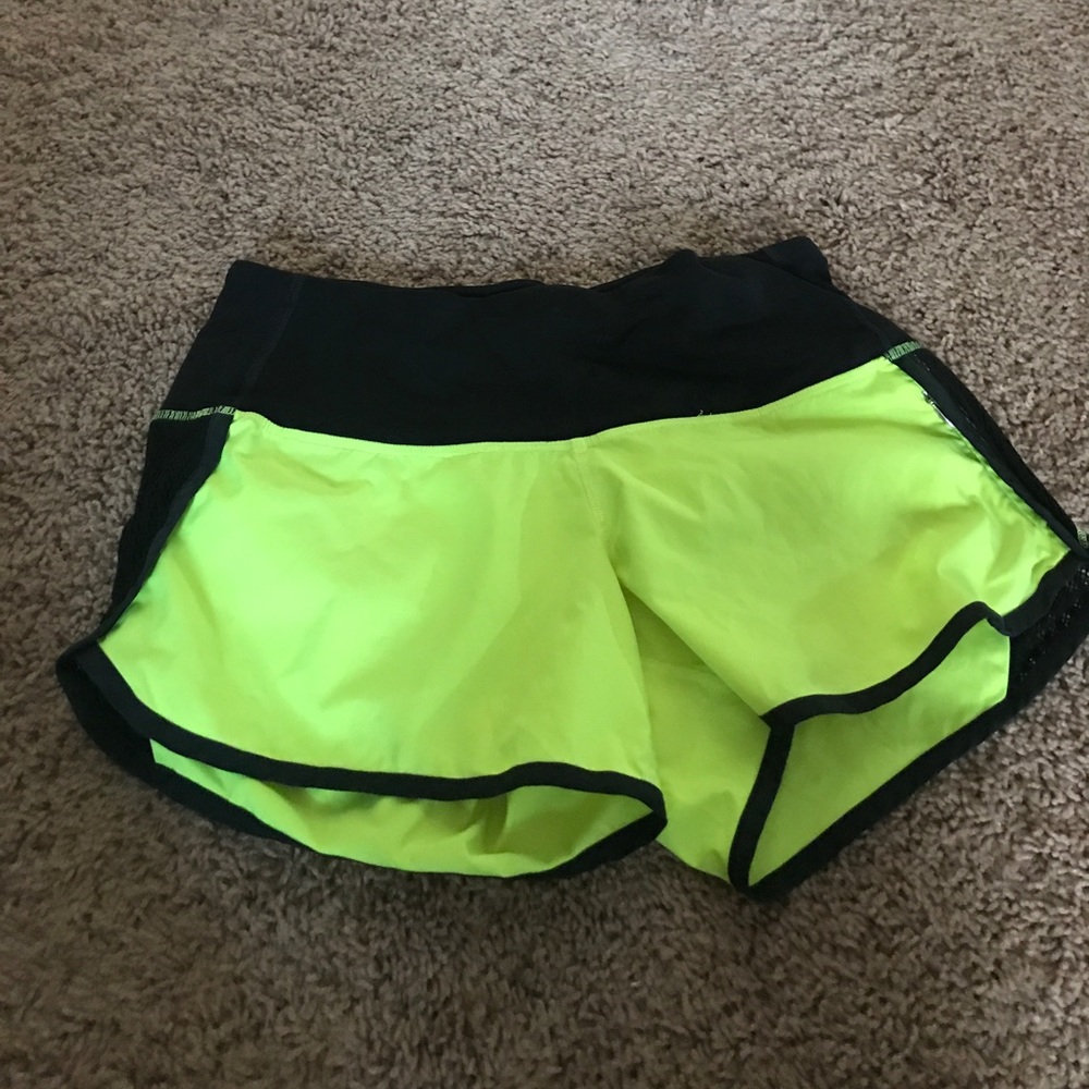 Neon yellow lululemon shorts