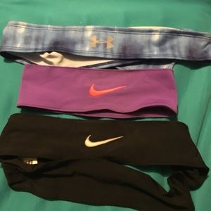 Nike and Under Armor headbands