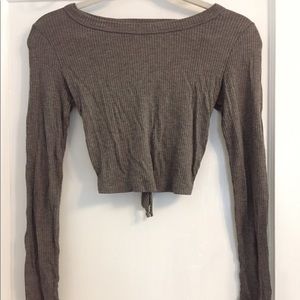 Fashion Nova brown lace up crop top