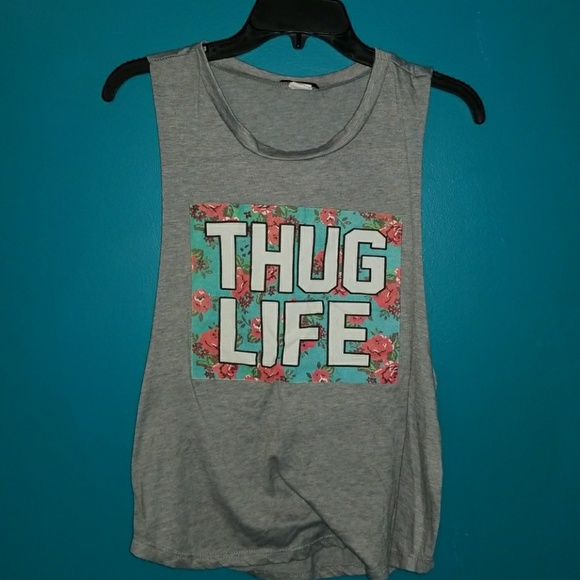 Grey thug life muscle tee - Picture 1 of 1