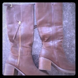 Dark Brown tall boots size 10 - leather and suede