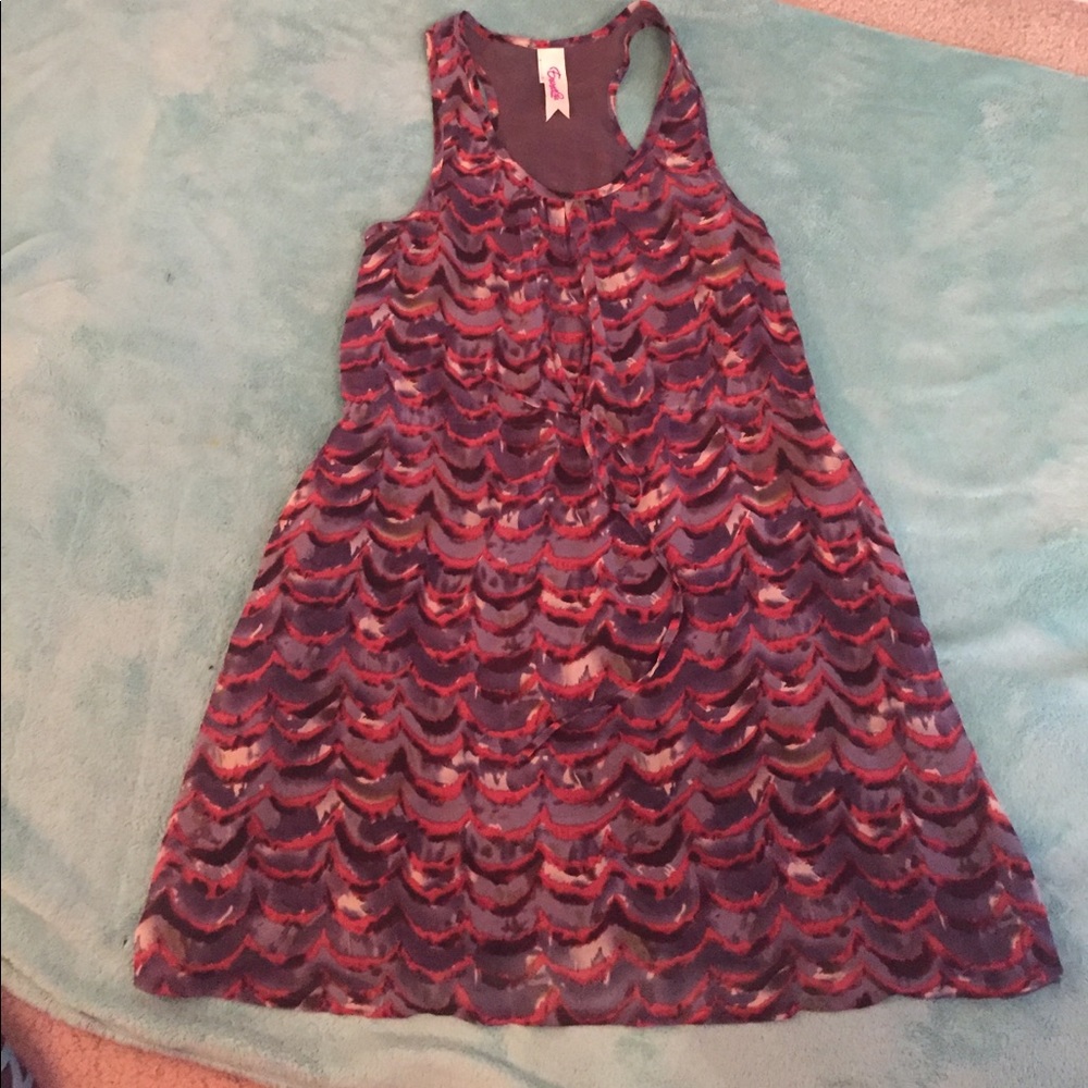 Purple razor back dress with tie on waist