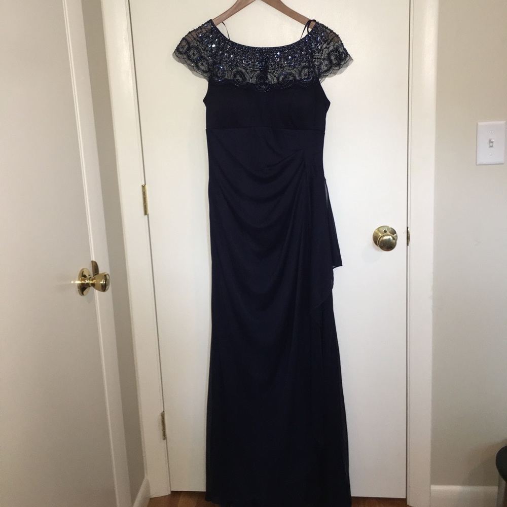 Formal Embellished Navy Blue Dress