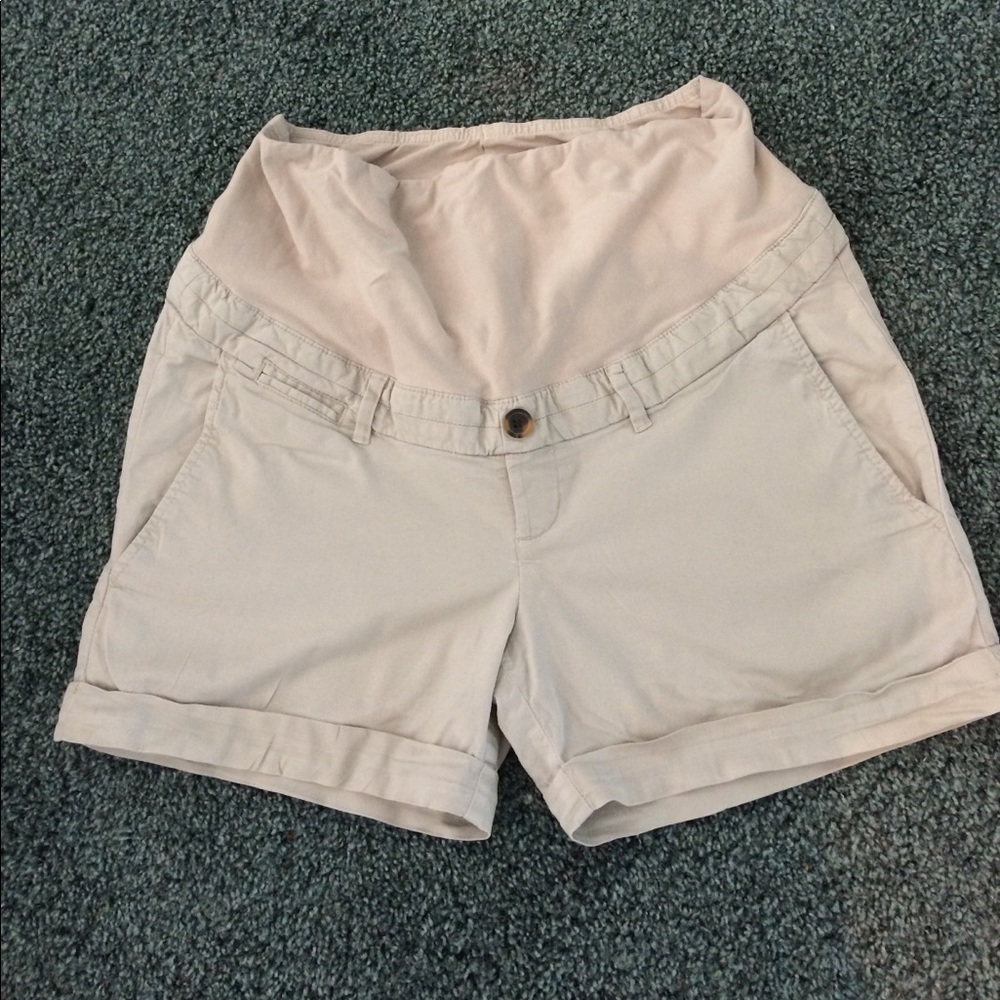 Khaki maternity shorts