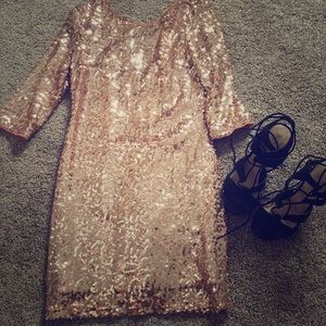 Rose gold sequins dress