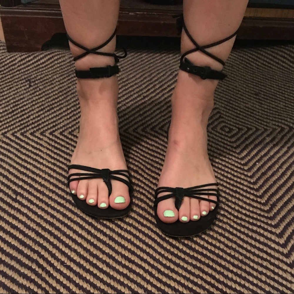Suede Lace Up Sandals