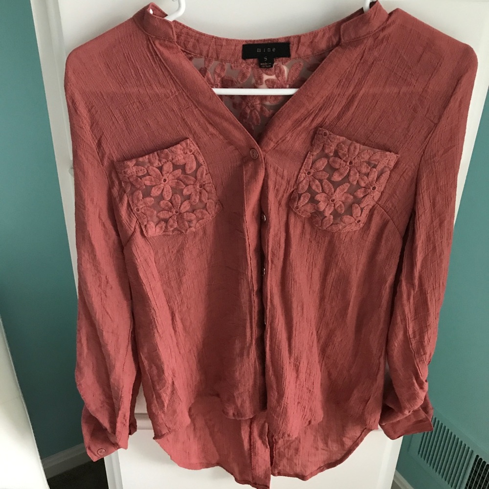 Mine- Dark Pink Button Down