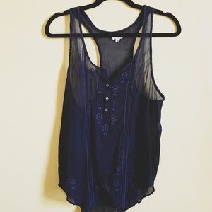 American Eagle Embroidered Festival Tank Top