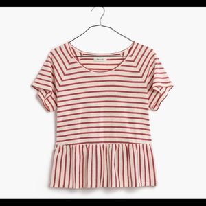 Madewell Swing Panel Tee -Cream/Red Stripe