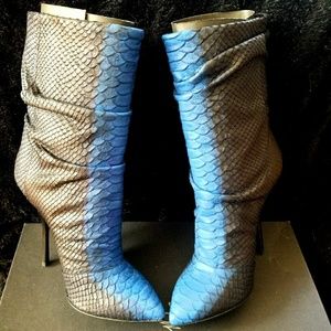 GUISEPPE ZANOTTI bl/blk python snake print boots