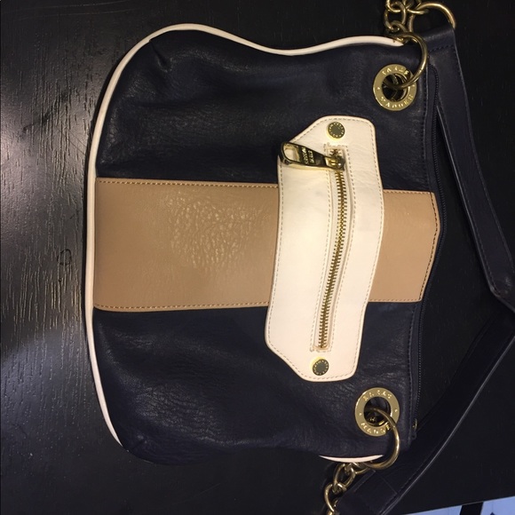 Steve Madden beige and navy handbag - Picture 1 of 6