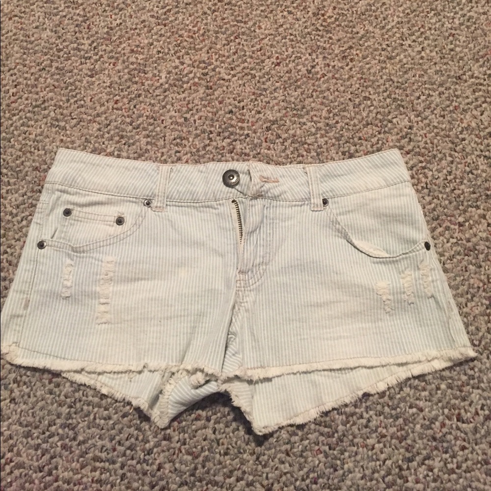 Blue striped cut off shorts