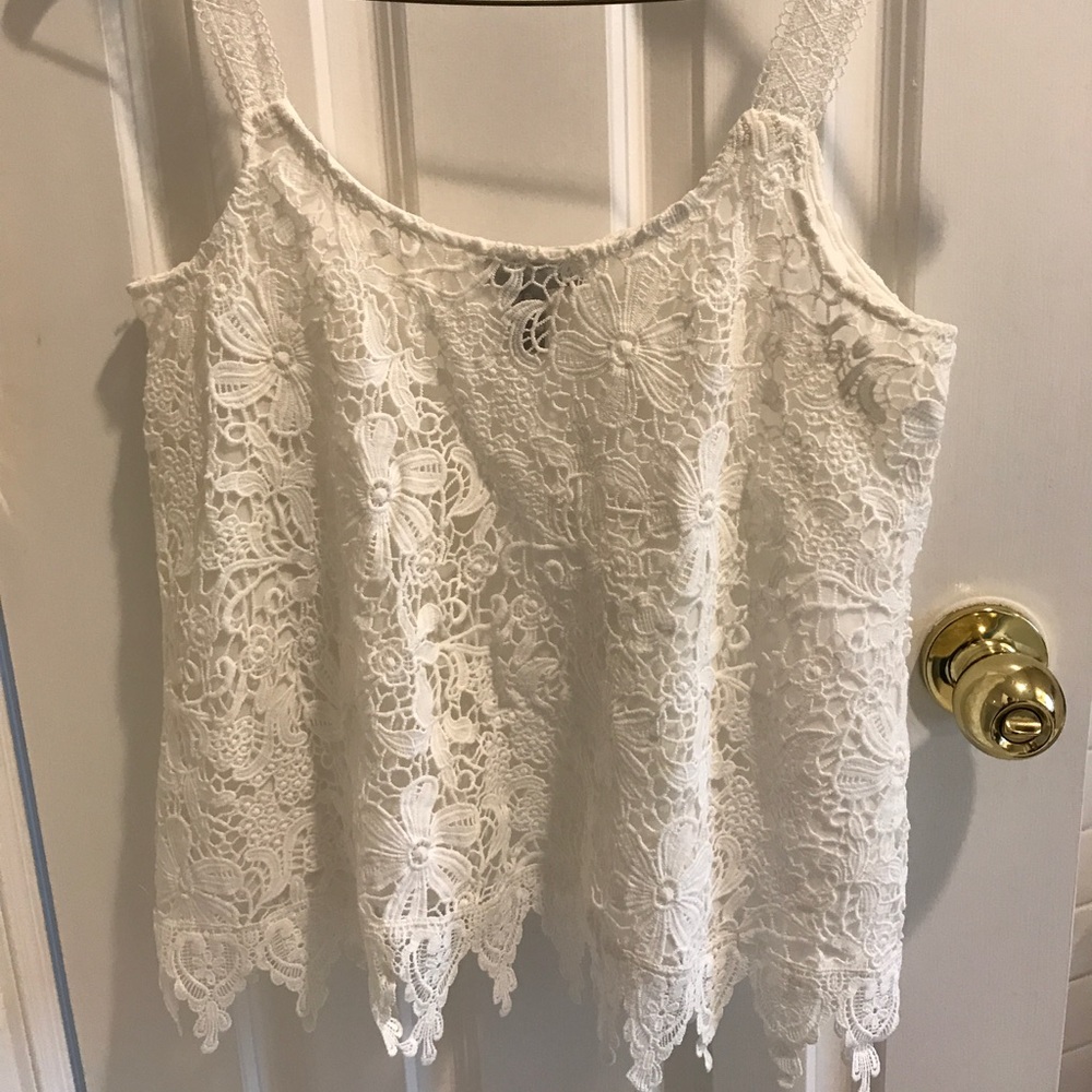 Aqua white eyelet tank
