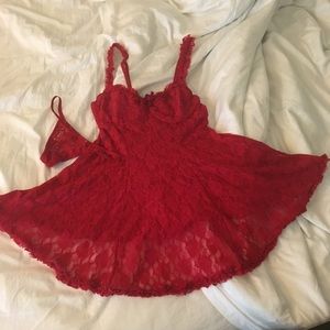 Red hot lingerie dress nightgown with thong