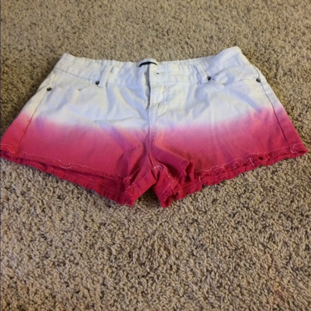 pink and white shorts