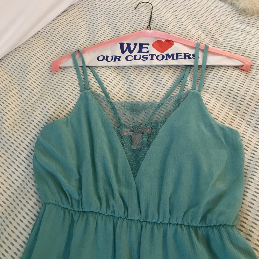 $5 SALE Strappy midi dress w/ lace plunge , SM