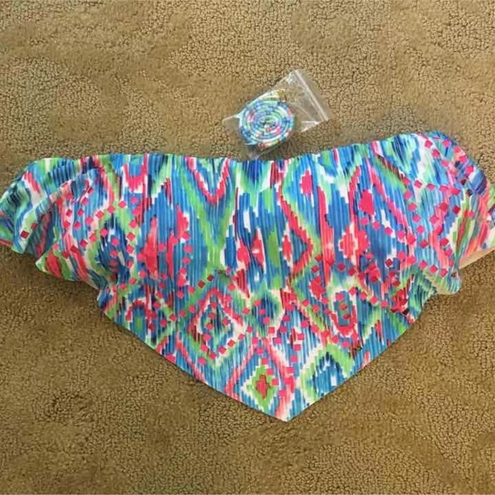 Patterned Bandeau Swimsuit Top