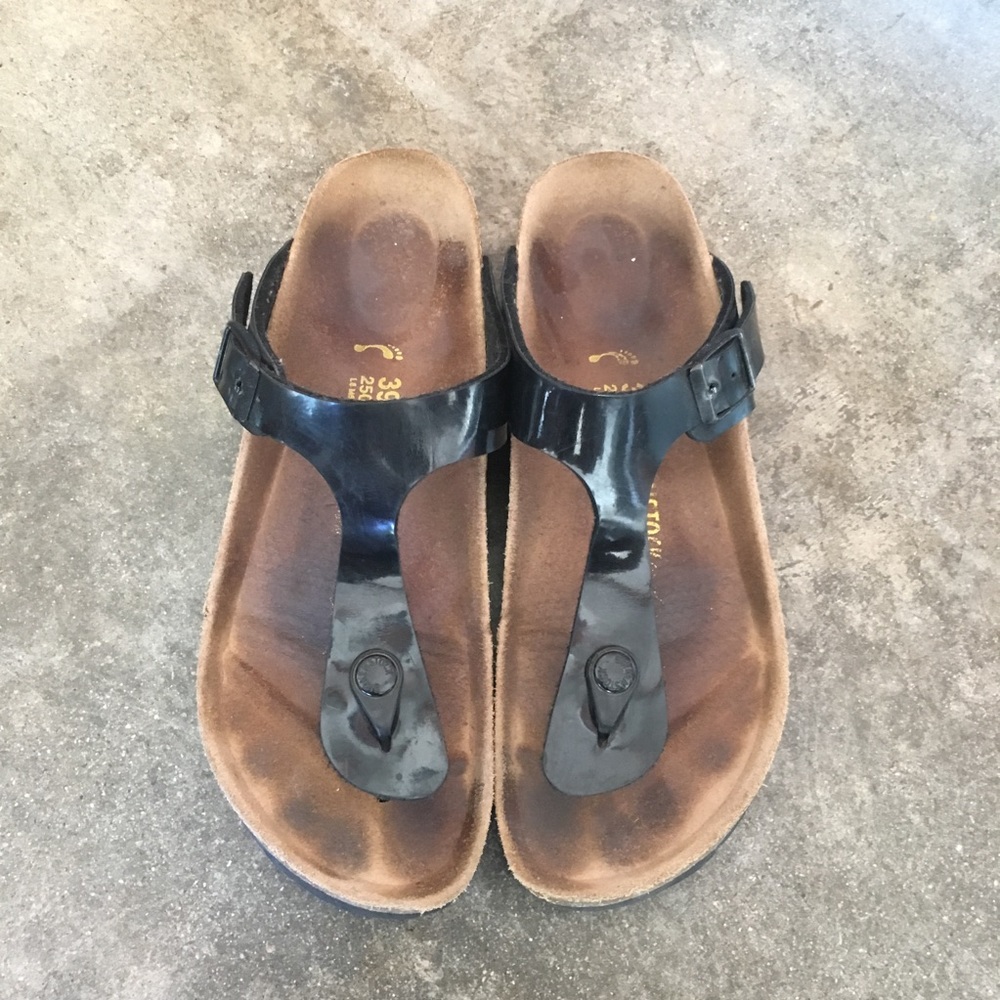 Birkenstock Gizeh 39 narrow black patent