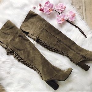 Vince Camuto Over The Knee Leather Lace Up Boots