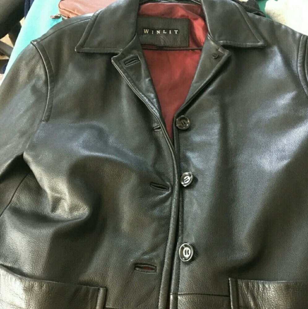 Heavy leather coat