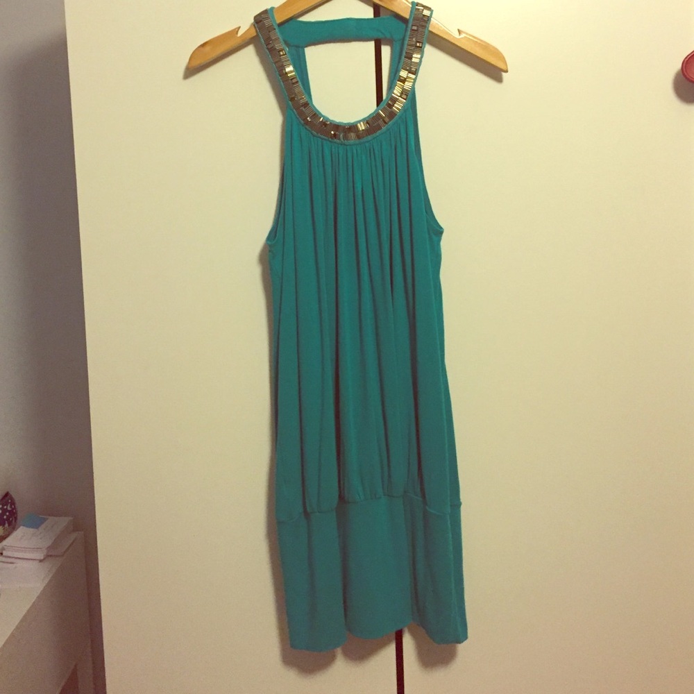 Express, turquoise banded dress