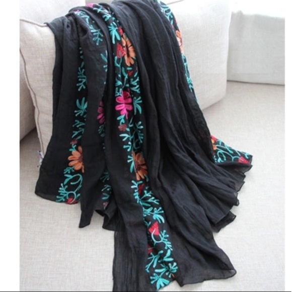 Floral Embroidered Lightweight Scarf - Picture 2 of 8