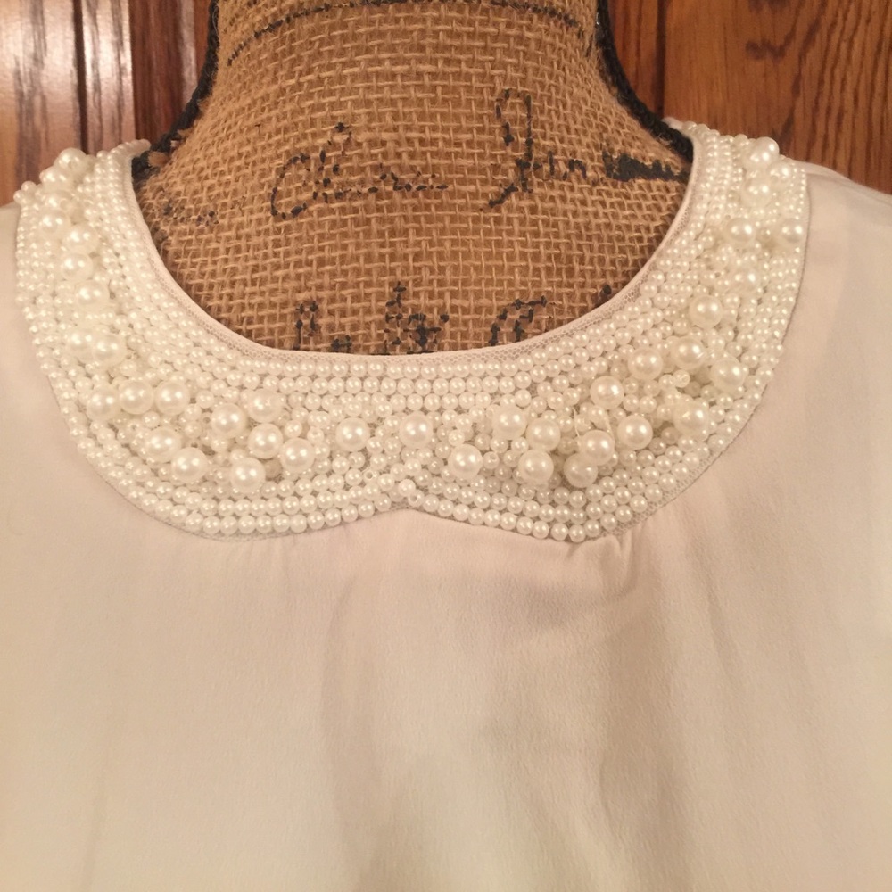 Forever 21 Pearl Embellished Peplum Top - Picture 2 of 6