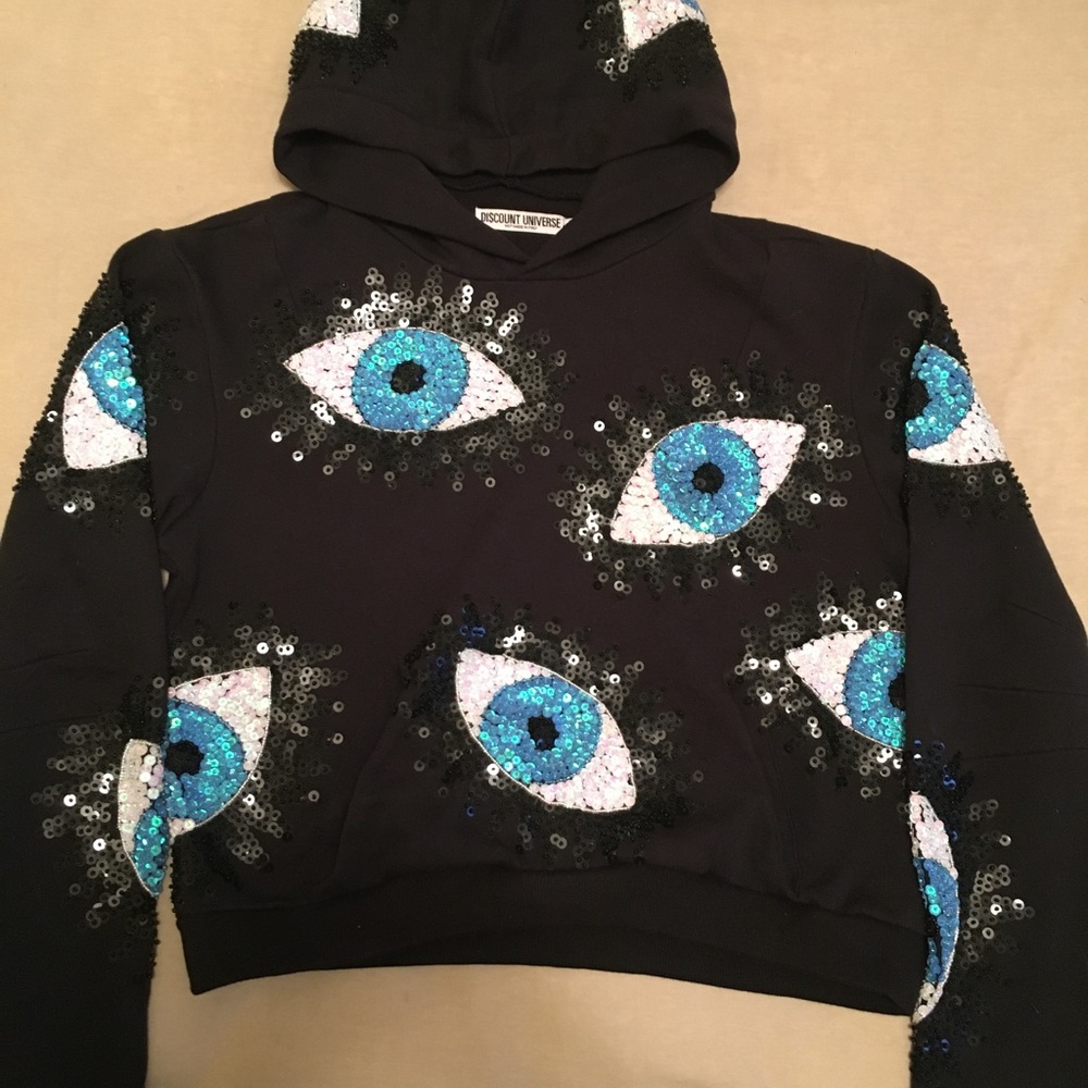 Sequined Evil eye Hoodie!