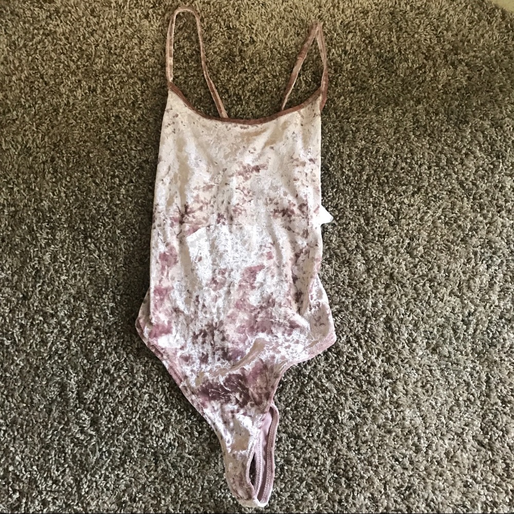 Pink velvet leotard