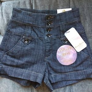 High-waisted Dark Wash Shorts