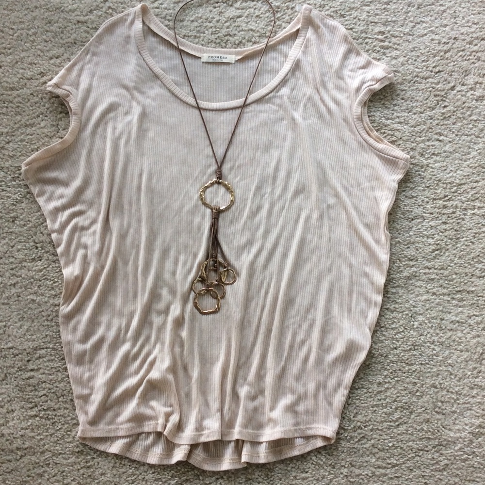 Short Sleeve Ribbed Tunic Top - Picture 3 of 4