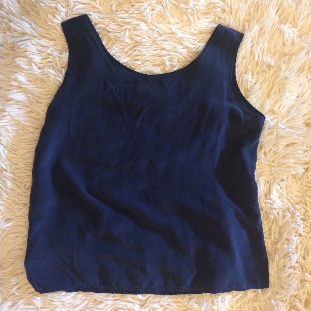 Silk Navy Blouse from Spain L - XL