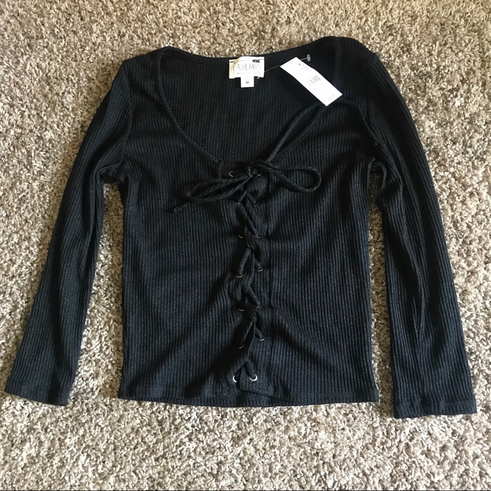 Black lace up top