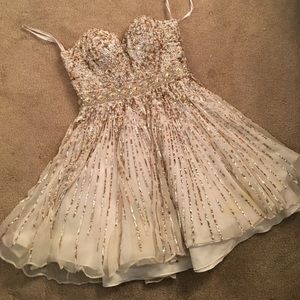 SHERRI HILL white formal dress