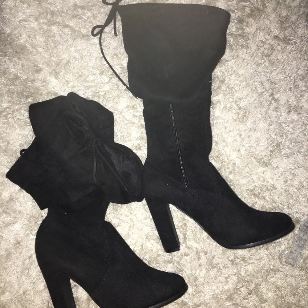 Thigh-high suede boots
