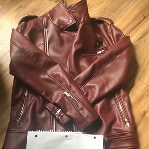 Burgundy ZaraMan Leather Jacket Size Medium