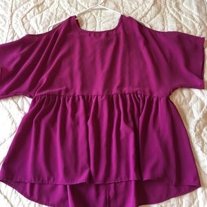 Large open shoulder peplum