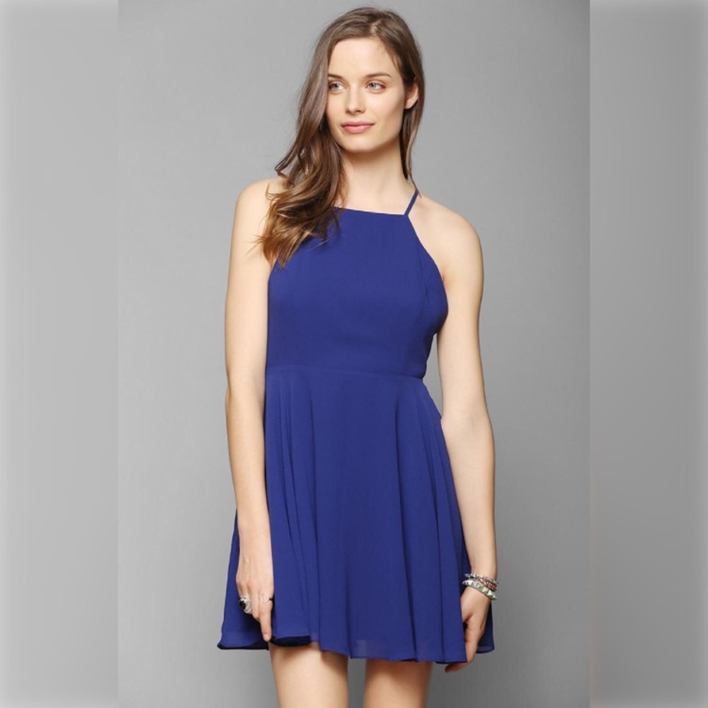 Silence + Noise Chiffon Highneck Apron Dress
