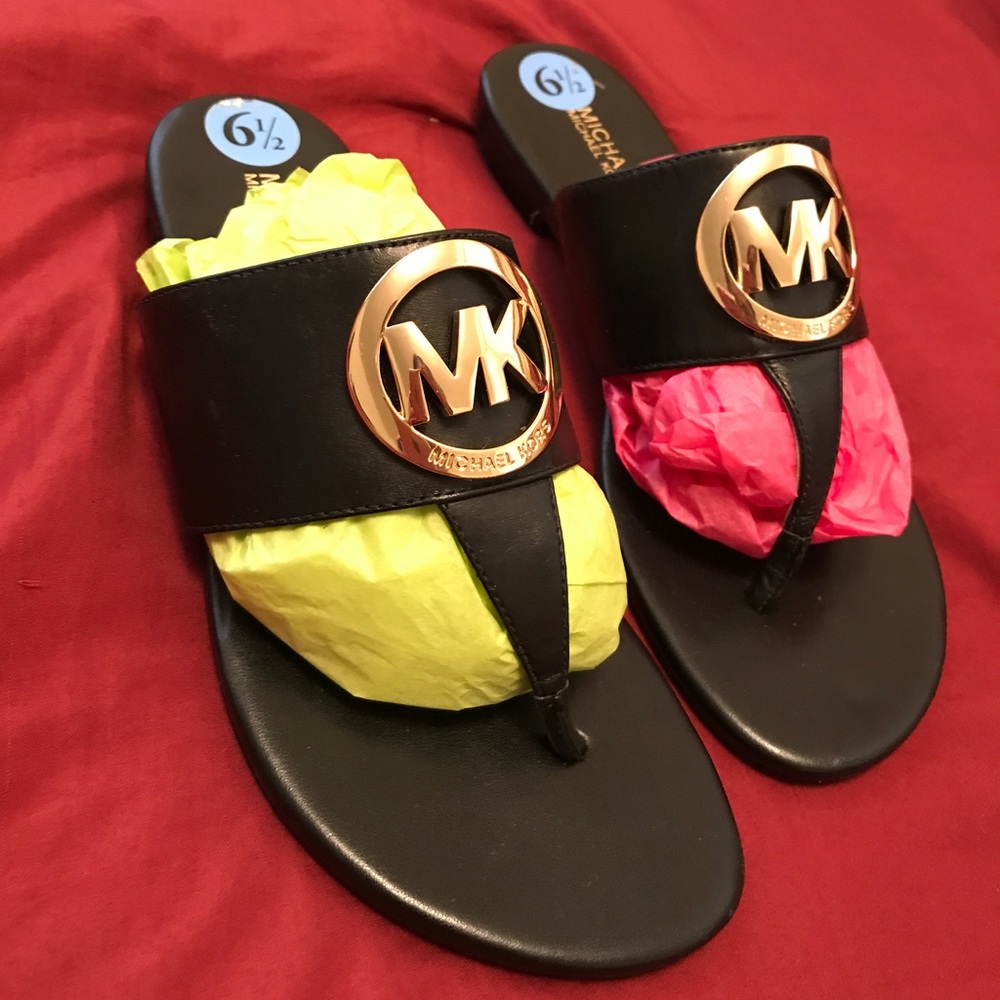 Black Michael Kors Leather Sandals