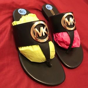 Black Michael Kors Leather Sandals