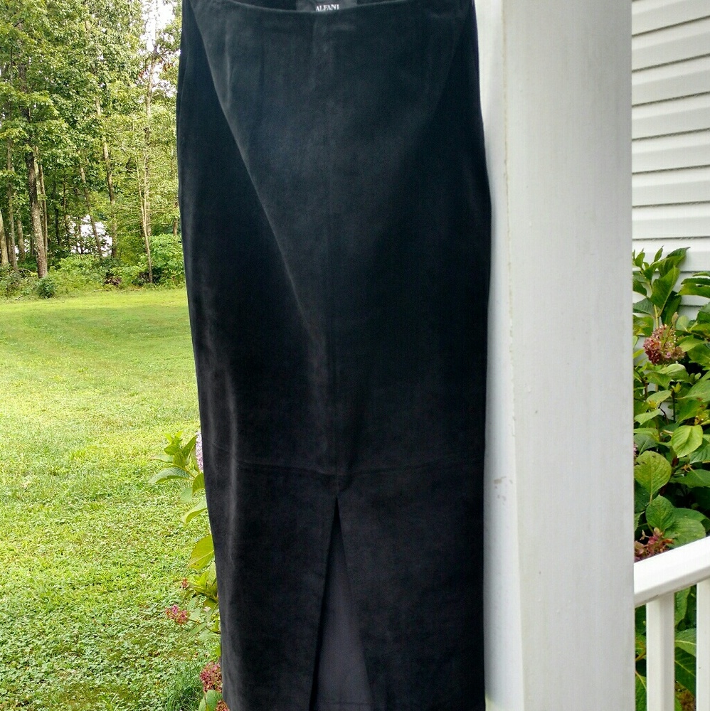 Alfani Black Suede Midi Pencil Skirt
