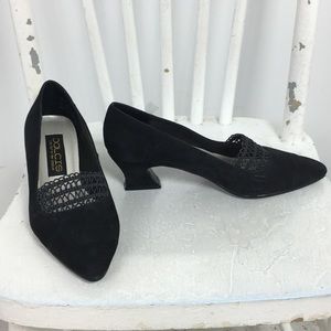 Black Suede Pointy Toe Witchy Pumps Halloween