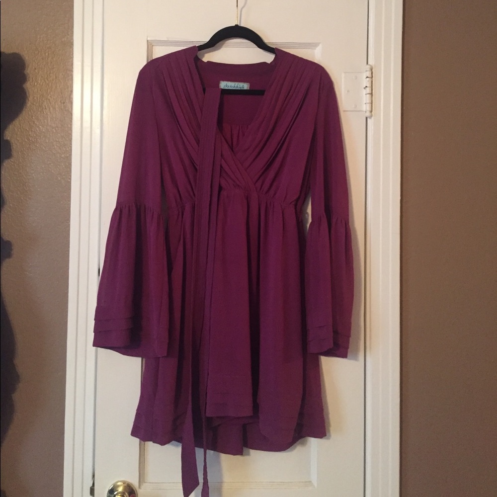 Purple Chiffon Dress with matching belt