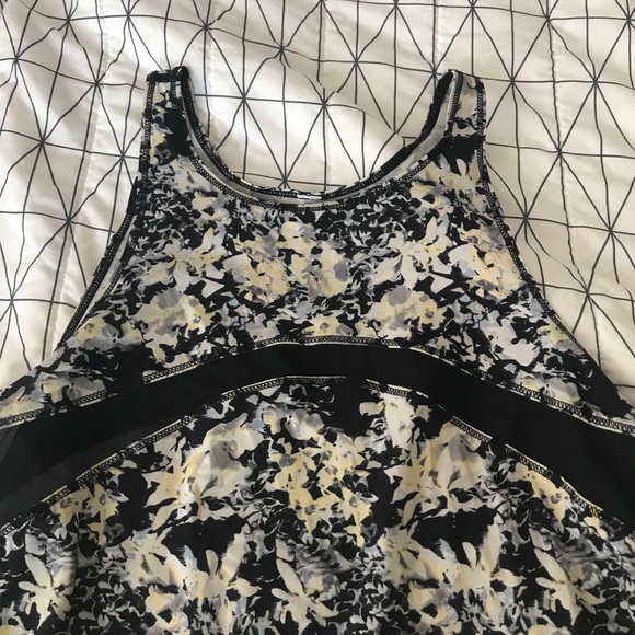 Lululemon | Floral Pattern Black Mesh Tank Top - Picture 5 of 6