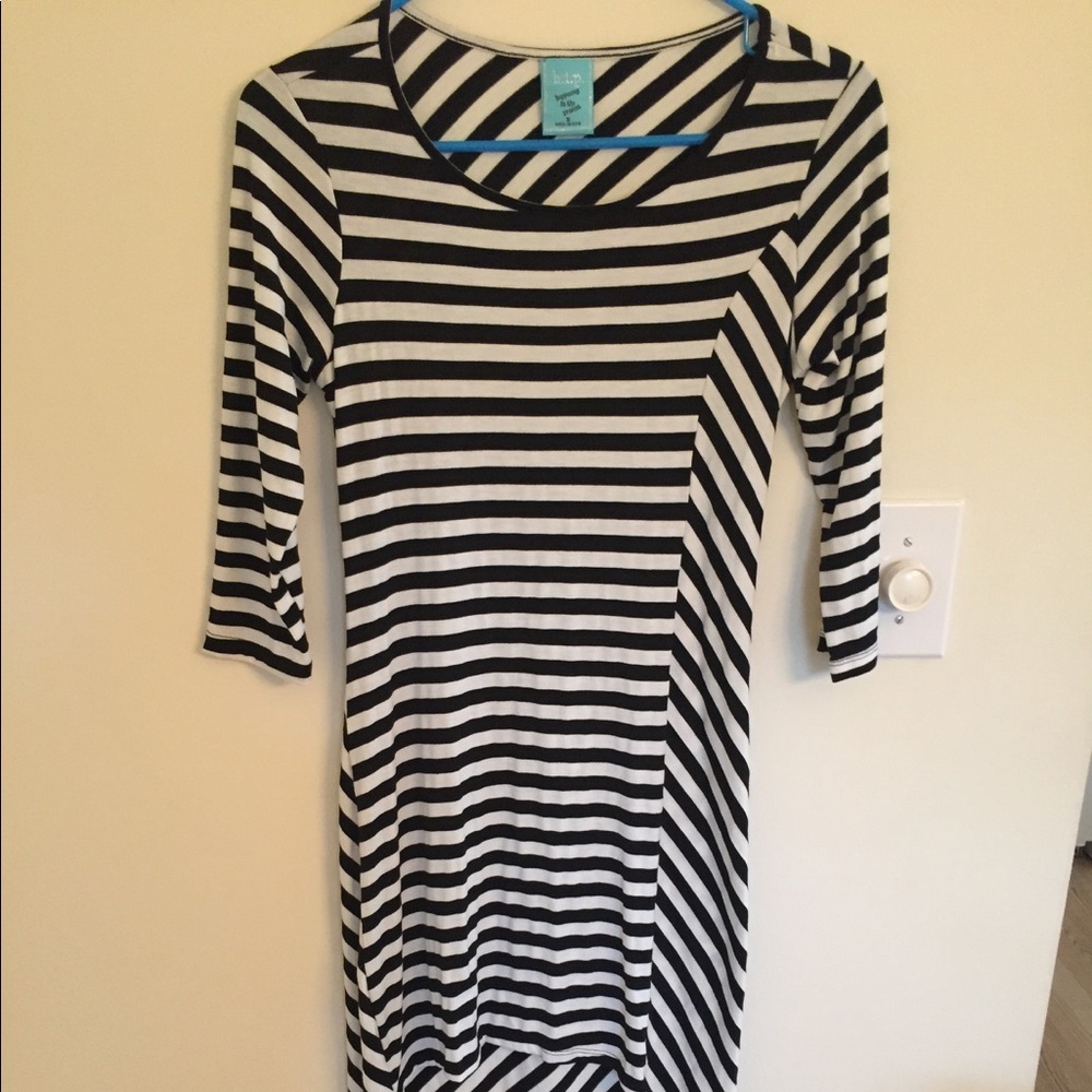 HIP, high low striped dress