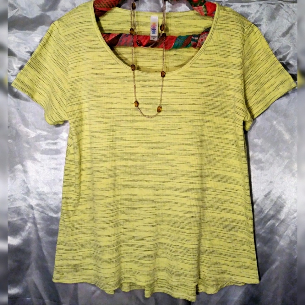 Lularoe classic yellow and grey shirt