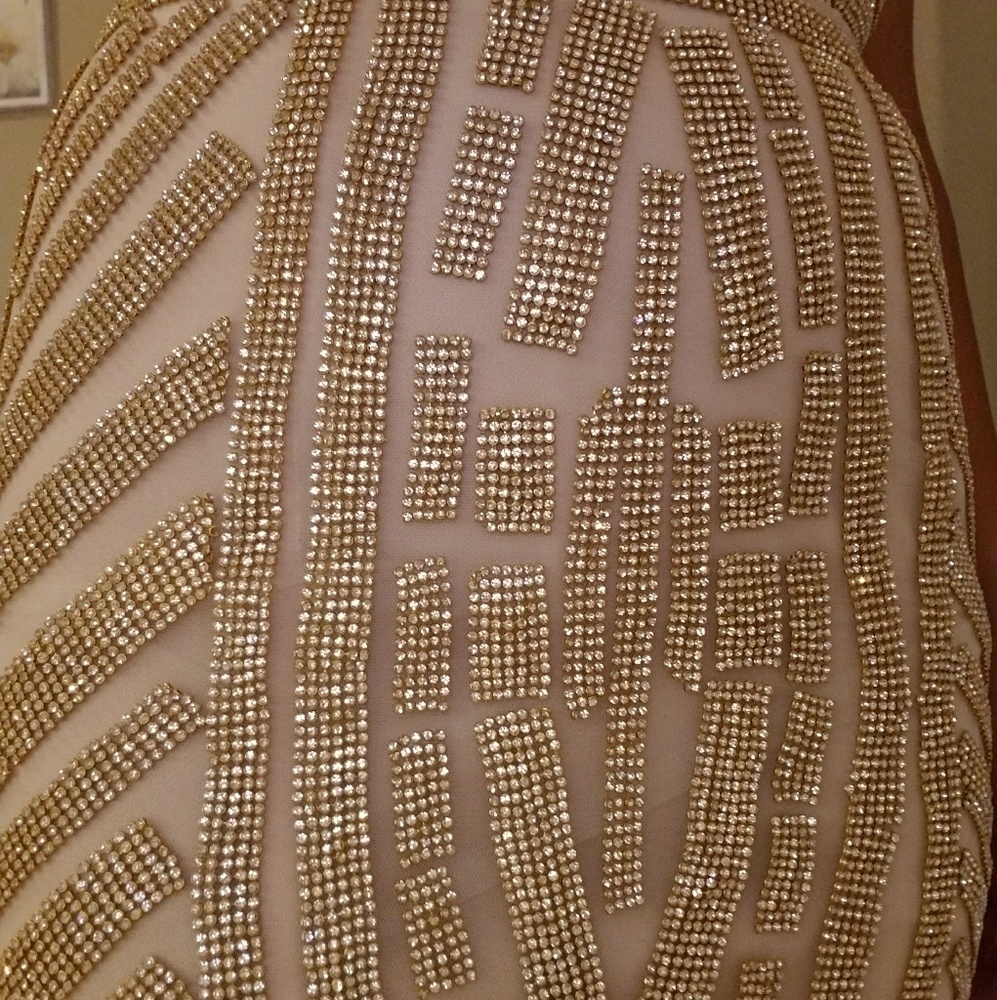 Embellished Champagne Prom Gown - Picture 4 of 8